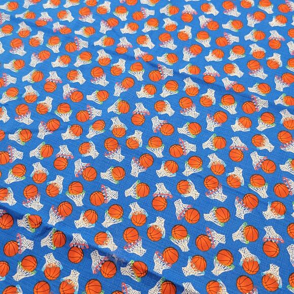 Basketball Fabric 30x44 Hi-Fashion Cotton Sports Balls Hoops Blue Quilting Craft - Picture 8 of 11
